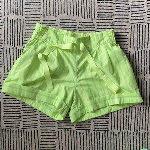 Lululemon neon green stripe shorts